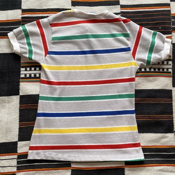 Vintage 70’s Boy’s Striped Ringer Tee Shirt. Stone Apparel. Size 14 Vintage. USA - Picture 9 of 14